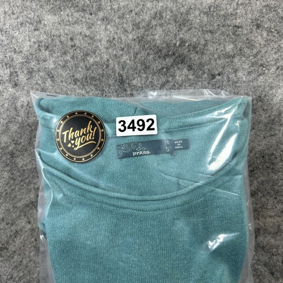 prAna Long Sleeve Base Layer Shirt Women's Small Teal Asymmetrical Causal Boho - Picture 8 of 8